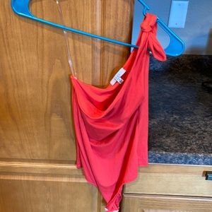 One Shoulder Coral Body Suit